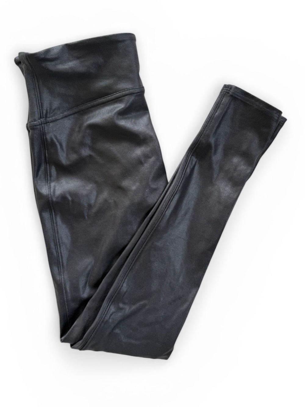 SPANX Black Faux Leather Leggings Size Small Petite